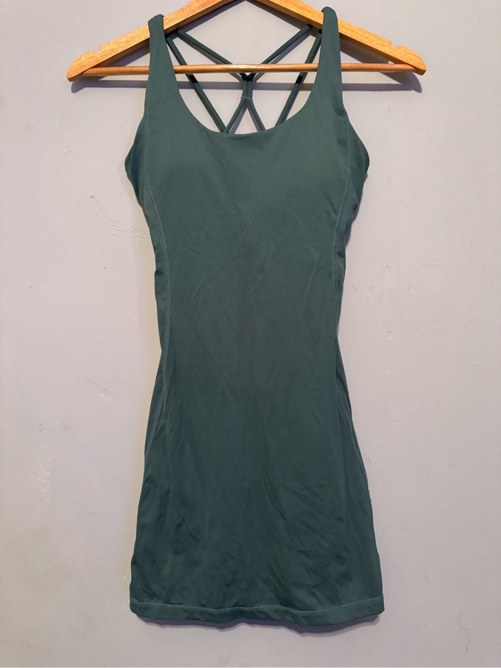 Boss Deep Green Sleeveless Athletic Dress with Crisscross Back